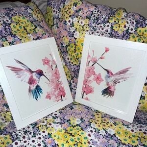 Hummingbird Floral Wall Art Set